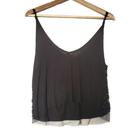 Forever 21 | Beaded Crop Lace Trim Semi-Sheer Top - Picture 3 of 5